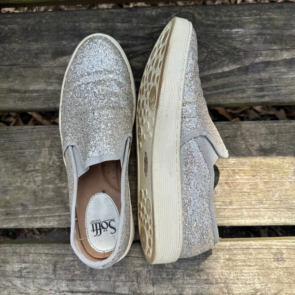 Sofft Somers‎ Silver Glitter Slip On Sneakers Low Top Sparkle Size 9 Fairycore